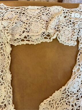 Crocheted Lace Wrap in Cream